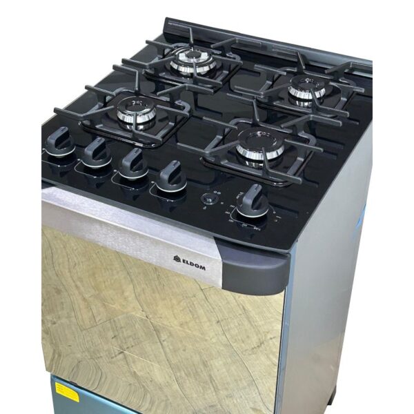 Cocina Eldom a gas 4h deco vetro inox 1404 - Image 2