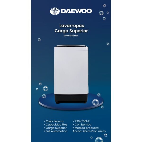 Lavarropas Daewoo c/sup 5k Dawms5hw - Image 6