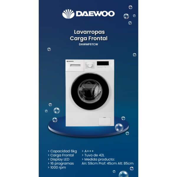 Lavarropas Daewoo c/frontal 6k Dawmf6tcw - Image 3
