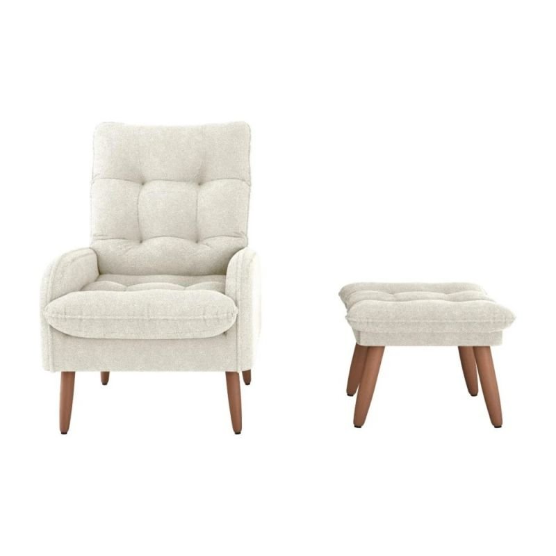 Poltrona + Puff blanco B-492 Nantes