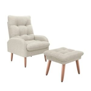 Poltrona + Puff blanco B-492 Nantes