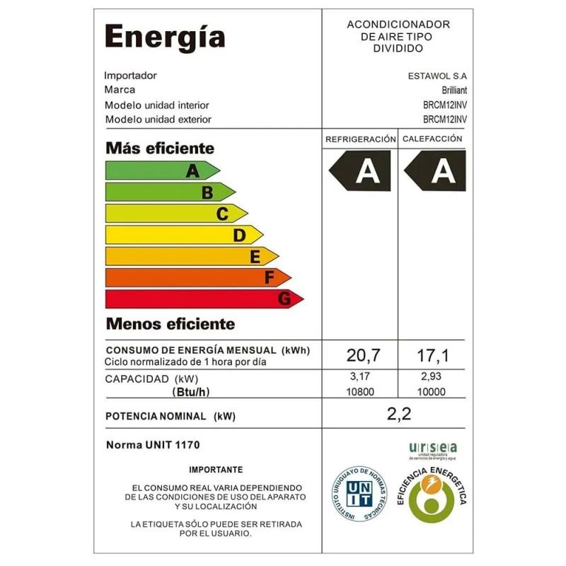 Aire Acondicionado Brilliant Inverter 12000 Btu